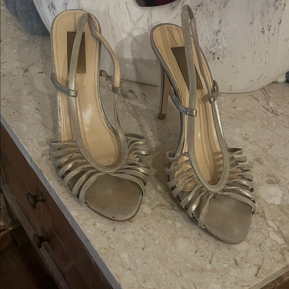 Badgley Mischka Shoes - Badgley Mischka Metallic Silver Strappy Heels